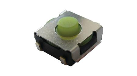 B3SL-1002P IP67 Green/Yellow Plunger Tactile Switch, SPST 50 mA 0.9mm Surface Mount