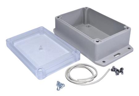 RP1135BFC Hammond RP Series Light Grey ABS General Purpose Enclosure, IP65, Flanged, Clear Lid, 125 x 85 x 55mm