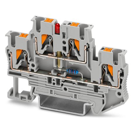 3211456 Phoenix Contact  PTU 4-TG-P Series Grey, 0.2 → 6mm², Push In Termination