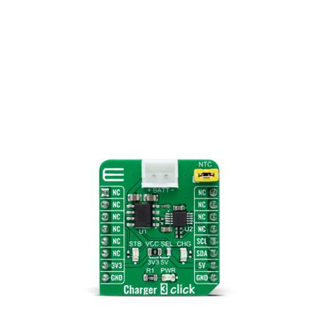 MIKROE-4449 MikroElektronika Charger 3 Click Battery Charger for TP4056 for Development of multiple Li-ion battery cell charging