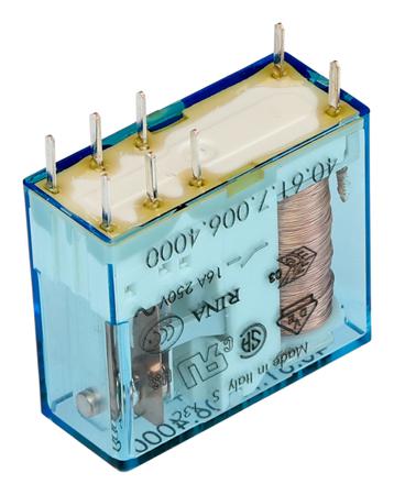 406170064000 Finder PCB Mount Power Relay, 6V dc Coil, 16A Switching Current, SPDT