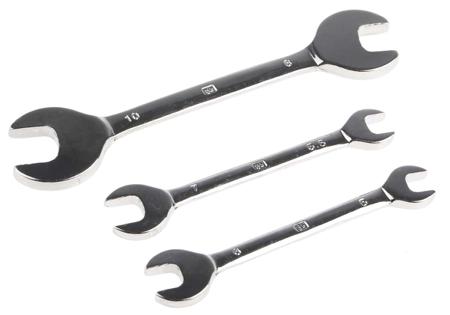 449-9549 RS PRO 3-Piece Spanner Set, 5 x 6 mm, 5.5 x 7 mm, 8 x 10 mm, Chrome Vanadium Steel