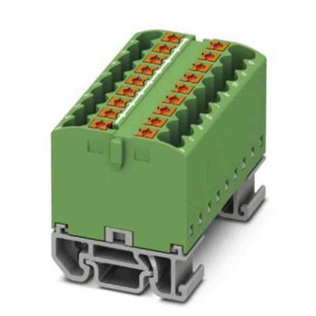 3274152 Phoenix Contact Distribution Block, 18 Way, 4mm², 24A, 690 V, Green