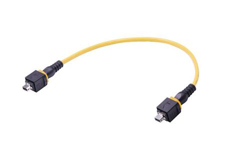 33483434805002 HARTINGHARTING Mini PushPull, 200mm Cat6a, Black Type A Plug to Male Type A Plug Male, Terminated PVC Sheath