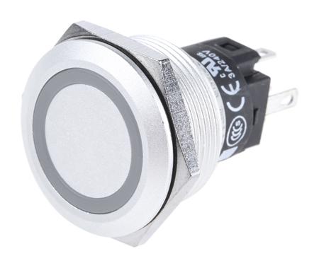 82-6551-1136 NO/NC Momentary Push Button Switch, IP65, IP67, 22 (Dia.)mm, Panel Mount Green LED, 230V