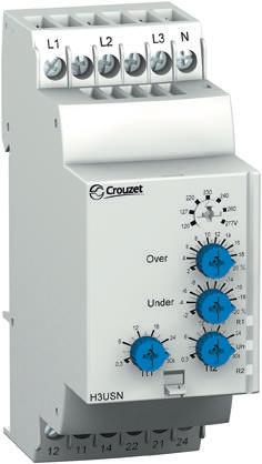 84873221 Crouzet Voltage Monitoring Relay, 3 Phase, DPDT, 96 → 332V ac, DIN Rail