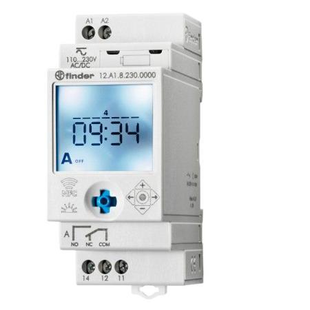 12-A1-8-230-0000-NFC 1 Channel Digital with NFC DIN Rail Time Switch Measures Minutes, Seconds, 110 → 230 V ac/dc