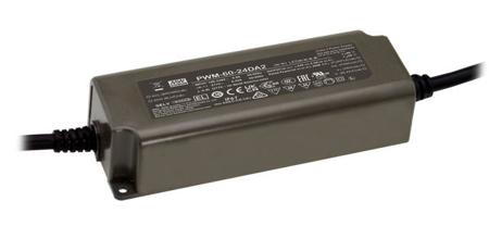 PWM-60-12DA2 MEAN WELL LED Driver, 12V Output, 60W Output, 5A Output, Constant Voltage Dimmable