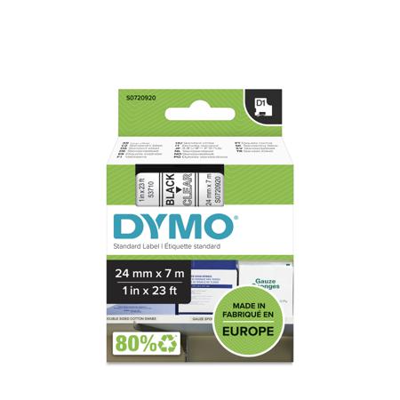 S0720920 Dymo Black on Clear Label Printer Tape, 7 m Length, 24 mm Width