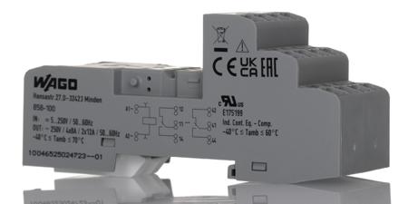 858-100 WAGO 14 Pin 250V ac DIN Rail, Screw Fitting Relay Socket, for use with Relay