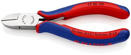 77-02-130 Knipex Diagonal Type Wire Cutter 130mm overall length, 2mm cutting capacity