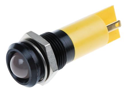 207-501 RS PRO Yellow Panel Mount Indicator, 24V ac/dc, 14mm Mounting Hole Size, Solder Tab Termination, IP67