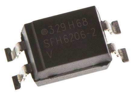 SFH6206-2T Vishay  AC Input Transistor Output Optocoupler, Surface Mount, 4-Pin SMD