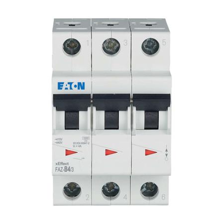 278839-FAZ-B4-3 Eaton xEffect FAZ MCB, 3P, 4A Curve B, 400V AC, 10 kA Breaking Capacity