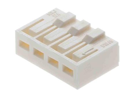 2124150400 Molex, 212415 Female Crimp Connector Housing, 2.5mm Pitch, 4 Way, 1 Row Right Angle