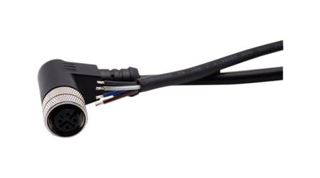 RND-205-01225 RND Right Angle Female 4 way M12 to Straight Connector & Cable, 5m