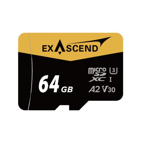 EX64GUSDU1 Exascend 64 GB MicroSDXC Micro SD Card, A2, Class 10, UHS-1 (U3), V30