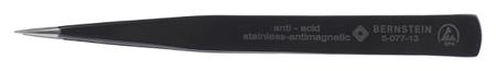 5-077-13 Bernstein 130 mm, Stainless Steel, Rounded; Tapering; Pointed, ESD Tweezers