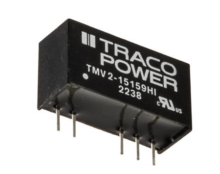 TMV 2-15159HI TRACOPOWER TMV 2HI DC-DC Converter, -9V dc/ -110mA Output, 13.5 → 16.5 V dc Input, 2W, Through Hole, +85°C Max
