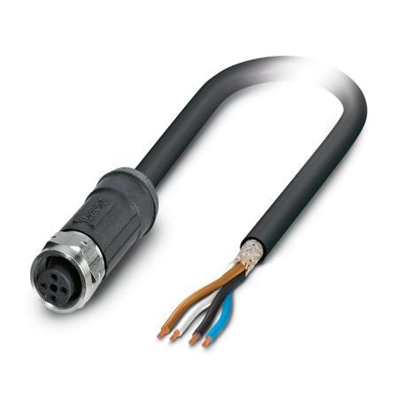 1408855 Phoenix Contact Free Ends to Straight Female 4 way M12 Actuator/Sensor Cable, 30m