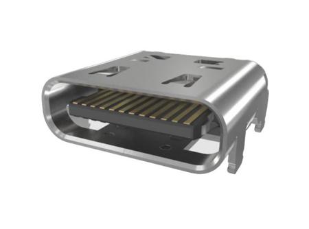 12402143E512A Amphenol Communications Solutions Right Angle, Top Mount, Receptacle Type Type C USB4 USB C Connector
