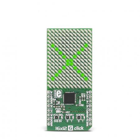 MIKROE-2758 MikroElektronika , 16x12 G Click LED Matrix Sensor Add-On Board for IS31FL3733 for 8x8 Y Click