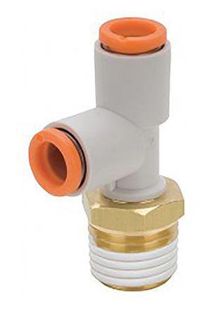 KQ2Y01-34AS SMC Pneumatic Tee Threaded-to-Tube Adapter, 1/8 x 3.2mm x 3.2mm, 1 MPa, 3 MPa