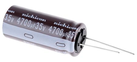 UPW1V472MHD Nichicon 4700μF Aluminium Electrolytic Capacitor 35V dc, Radial, Through Hole -
