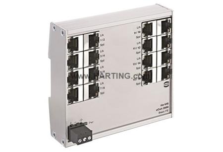 24020160000 HARTING Ha-VIS eCon 2000 Series DIN Rail Mount Industrial Hub, 16 RJ45 Ports, 100Mbit/s Transmission, 48V dc
