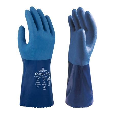 SHO7205 Showa CS720 Blue Nylon, Polyester Chemical Resistant Work Gloves, Size XXL, Nitrile Coating