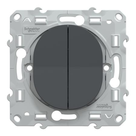 S340285 Schneider Electric Anthracite Push Button Light Switch, 2 Way, 2 Gang, Ovalis C Series