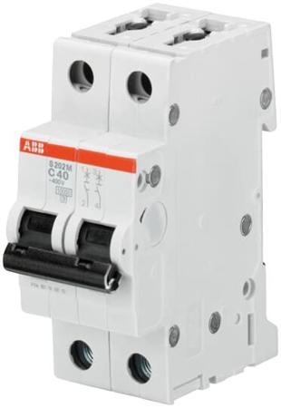 2CDS272001R0577 ABB System Pro M Compact S200M MCB, 2P, 50A Curve K, 400V AC, 125V DC, 15 kA Breaking Capacity
