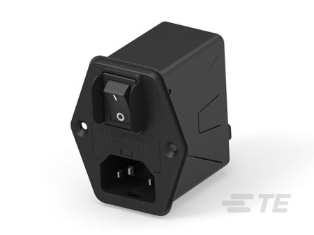3HPEGS1-HG TE Connectivity 3A, 120 → 250 V ac Male Vertical Mount IEC Inlet Filter 2 Pole , Faston 1 Fuse