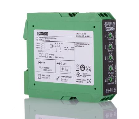 2866048 Phoenix Contact Voltage Monitoring Relay, 1 Phase, DPDT, 0 → 300V ac/dc, DIN Rail