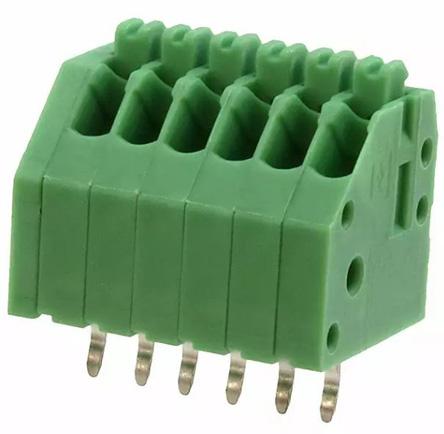 1989780 Phoenix Contact PTSA 0.5/ 6-2.5-F Series PCB Terminal Block, 2.5mm Pitch, Through Hole Mount, 1-Row, Solder Termination
