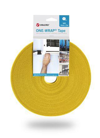 VEL-OW64104 Velcro Professional Series, Yellow Polypropylene Cable Tie Assemblies25m x 10mm