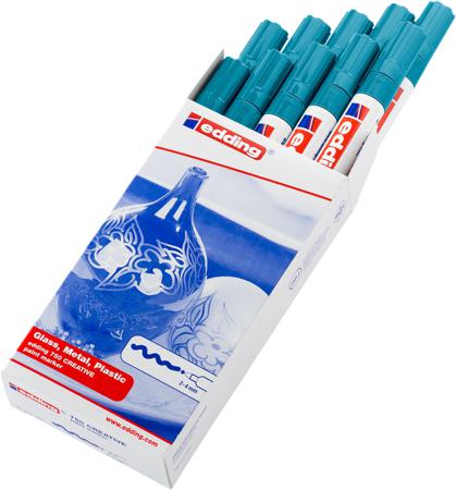 RS-4-750010 Edding Blue 2 → 4mm Medium Tip Paint Marker Pen for use with Glass, Metal, Plastic, Wood