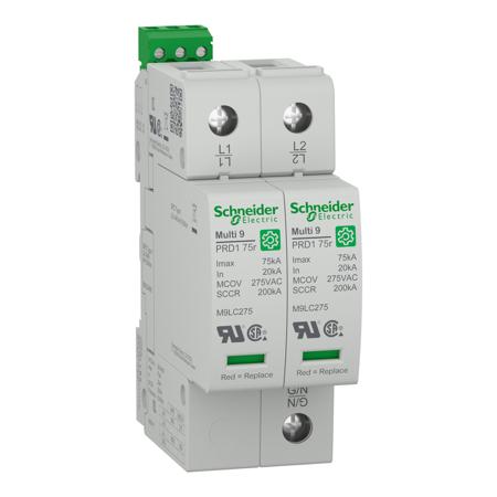 M9L22480 Schneider Electric 2 Phase Surge Arrester, 75kA, 1800V (Volts), Clip-On Mount