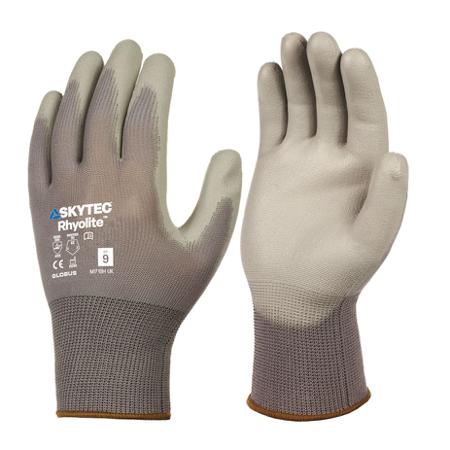 SKY302 Skytec Rhyolite Grey Nylon Abrasion Resistant, Extra Grip Work Gloves, Size Medium, Polyurethane Coating