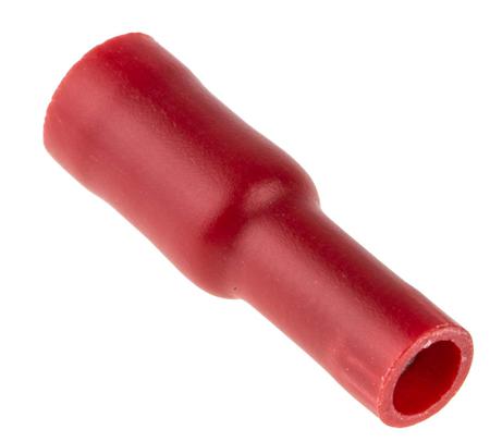 534-317 RS Pro Insulated Female Crimp Bullet Connector, 0.5mm² to 1.5mm², 22AWG to 16AWG, 4.3mm Bullet diameter, Red