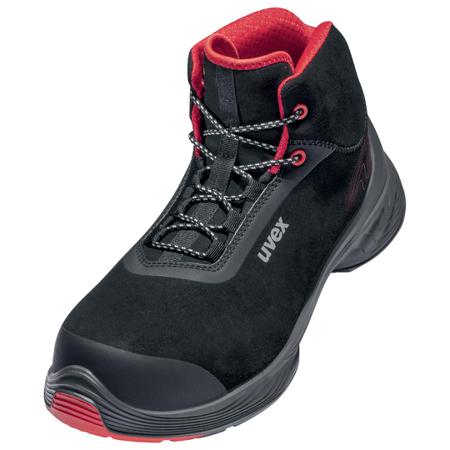 6839240 Uvex Uvex 1 G2 Black, Red ESD Safe Composite Toe Capped Unisex Safety Boots, UK 6.5, EU 40