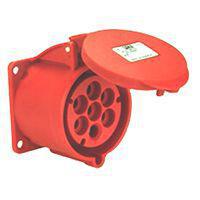 893-7994 RS Pro Optima Series, IP67 Red Panel Mount 6P+E Industrial Power Socket, Rated At 16A, 400 V
