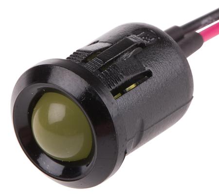 208-914 RS PRO Yellow Panel Mount Indicator, 2V dc, 12mm Mounting Hole Size, Lead Wires Termination