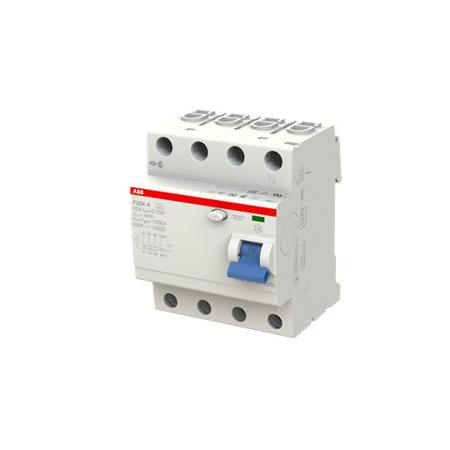 2CSF204101R1250---F204A-25-0-03 ABB 4 Pole Type A Residual Current Circuit Breaker, 25A F204, 30mA