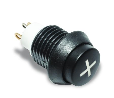 APB4E07TZBE001 SPST Momentary Push Button Switch, IP67, 13.7 (Dia.) x 13mm, Panel Mount Blue LED, Plus (Symbol), 24V dc