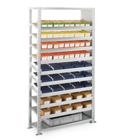 BTVIS9N2H201040D1 Manorga Galvanised 9 Shelf Modular Shelving Starter Bay, 2000mm x 1000mm, 400mm, 150kg Load