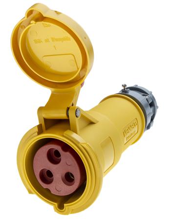 3965 Mennekes PowerTOP Series, IP44 Yellow Cable Mount 3P Industrial Power Socket, Rated At 32A, 110 V