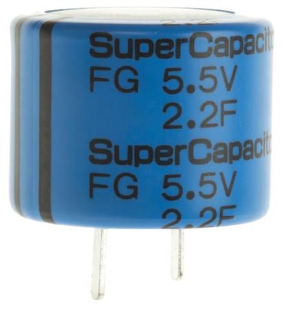 FG0H225ZF KEMET 2.2F Supercapacitor -20 → +80% Tolerance, Supercap FG 5.5V dc, Through Hole