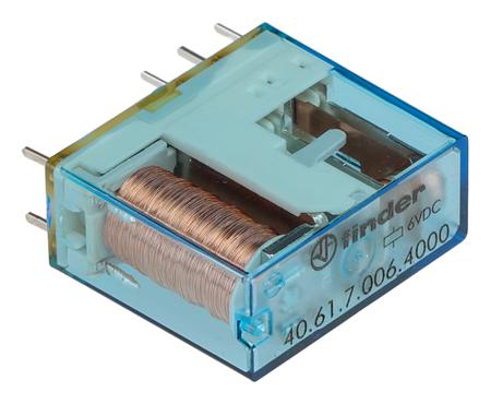 406170064000 Finder PCB Mount Power Relay, 6V dc Coil, 16A Switching Current, SPDT