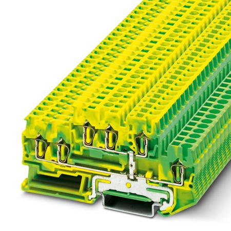 3038532 Phoenix Contact  5-TWINPE, STTB 2 Series Green, Yellow, 2.5mm², 2-Level, Spring Termination